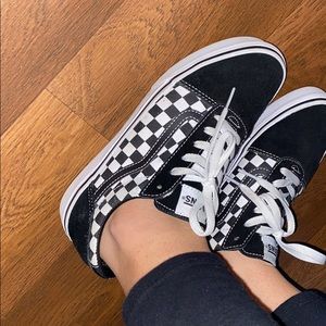 Checkered vans with laces